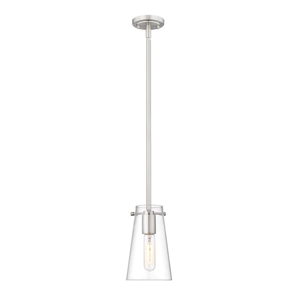 Z-Lite Kira Pendant, 1-Light, 5 In.W x 8 In.H, Brushed Nickel/Clear 7508MP-ROD-BN - main